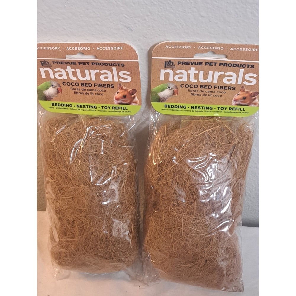 Prevue Naturals Coco Bed Fibers Nesting Bedding Toy Refill Small Pets 2 Pack NEW